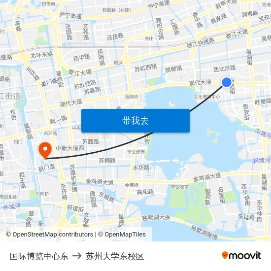 国际博览中心东 to 苏州大学东校区 map