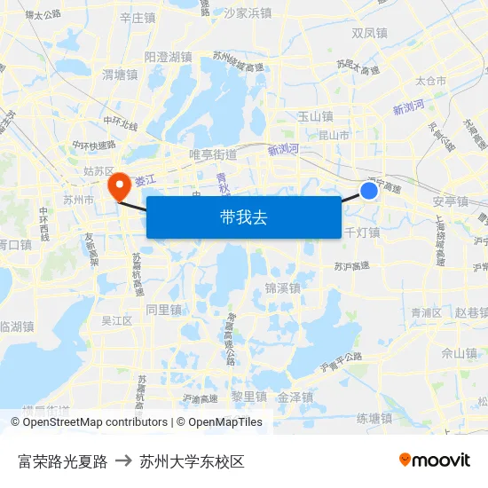 富荣路光夏路 to 苏州大学东校区 map
