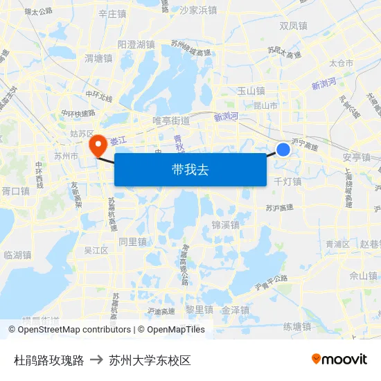 杜鹃路玫瑰路 to 苏州大学东校区 map