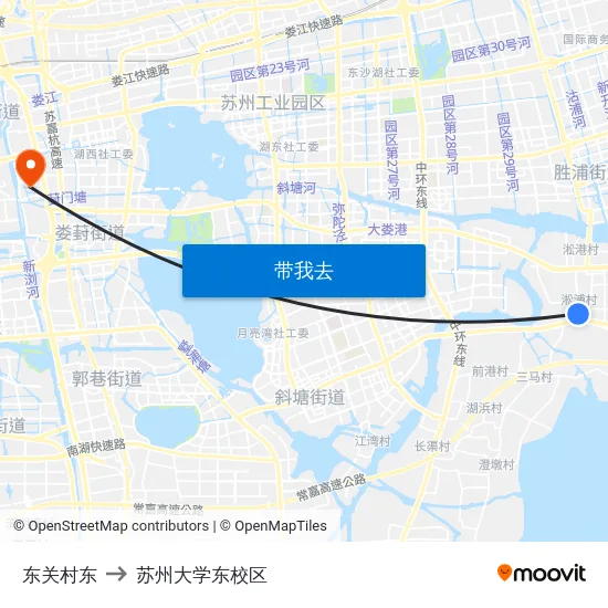 东关村东 to 苏州大学东校区 map