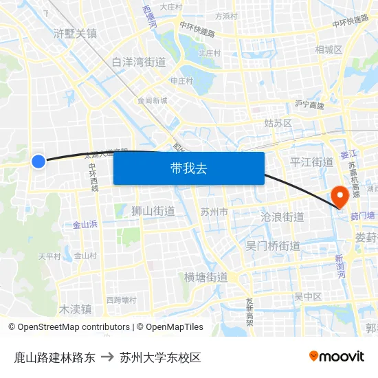 鹿山路建林路东 to 苏州大学东校区 map