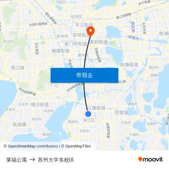 莱福公寓 to 苏州大学东校区 map