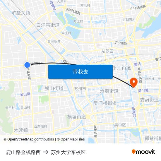 鹿山路金枫路西 to 苏州大学东校区 map