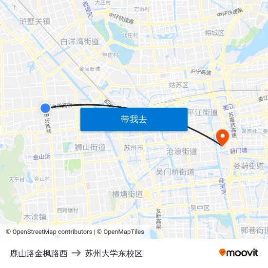 鹿山路金枫路西 to 苏州大学东校区 map