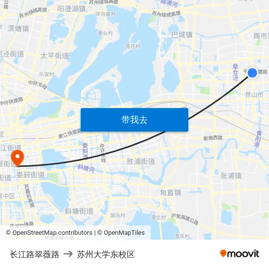 长江路翠薇路 to 苏州大学东校区 map