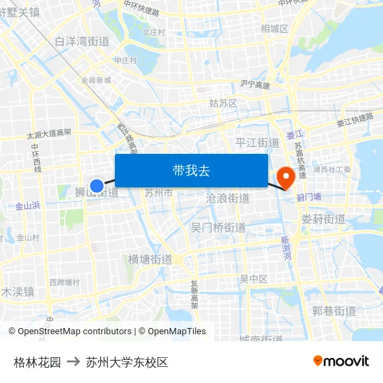 格林花园 to 苏州大学东校区 map