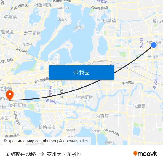 新纬路白塘路 to 苏州大学东校区 map