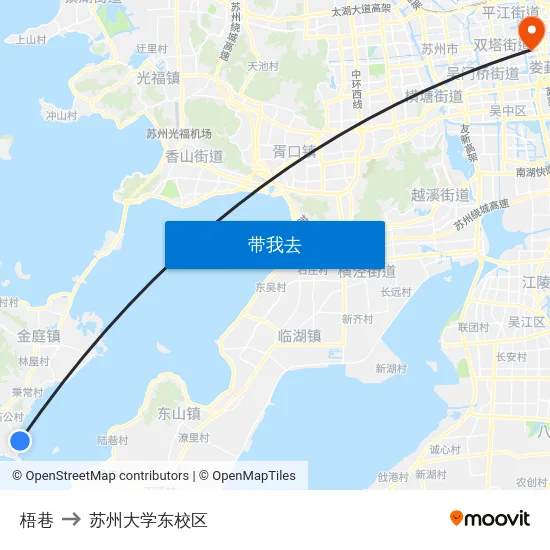 梧巷 to 苏州大学东校区 map