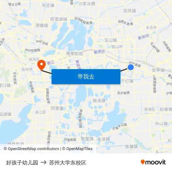 好孩子幼儿园 to 苏州大学东校区 map