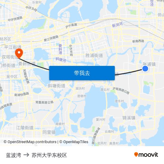 蓝波湾 to 苏州大学东校区 map