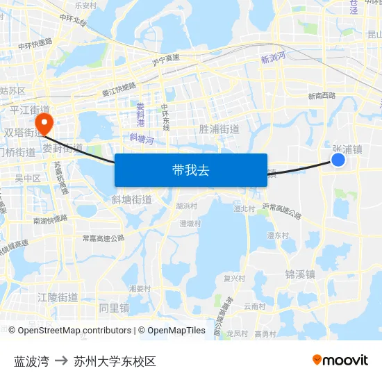 蓝波湾 to 苏州大学东校区 map