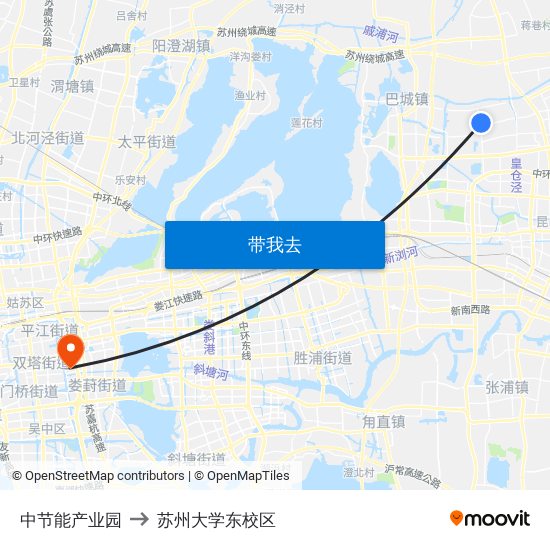 中节能产业园 to 苏州大学东校区 map