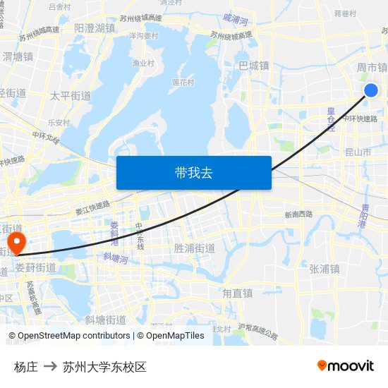 杨庄 to 苏州大学东校区 map