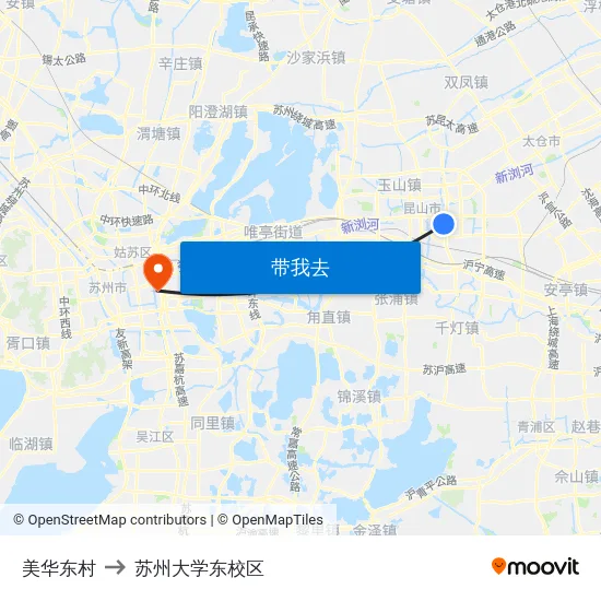 美华东村 to 苏州大学东校区 map