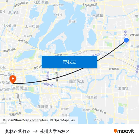 萧林路紫竹路 to 苏州大学东校区 map