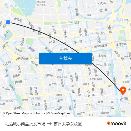 礼品城小商品批发市场 to 苏州大学东校区 map