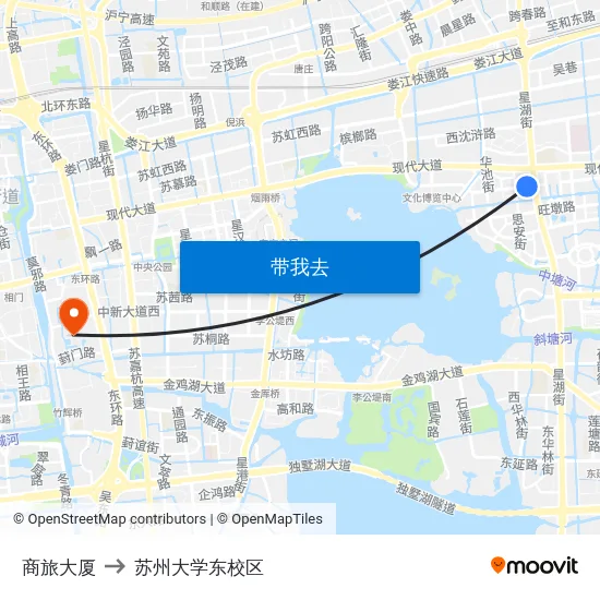 商旅大厦 to 苏州大学东校区 map