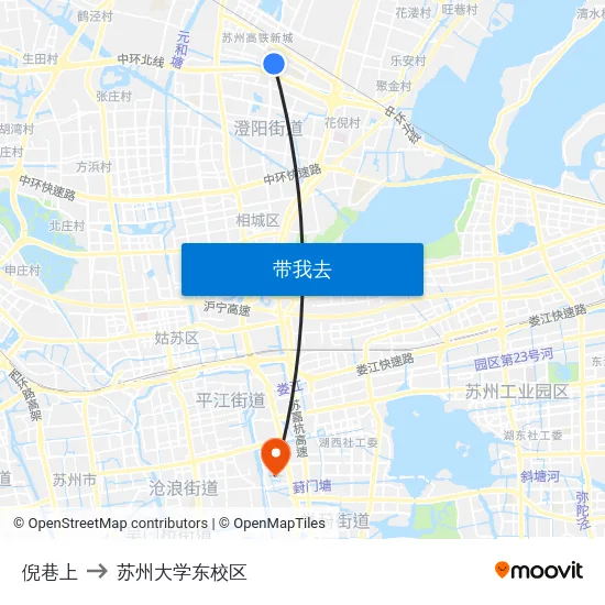 倪巷上 to 苏州大学东校区 map