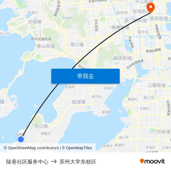 陆巷社区服务中心 to 苏州大学东校区 map