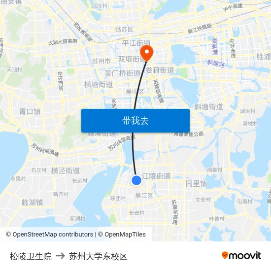 松陵卫生院 to 苏州大学东校区 map