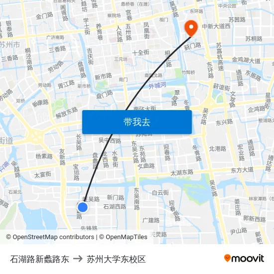 石湖路新蠡路东 to 苏州大学东校区 map