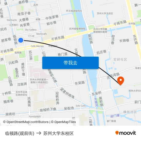 临顿路(观前街) to 苏州大学东校区 map