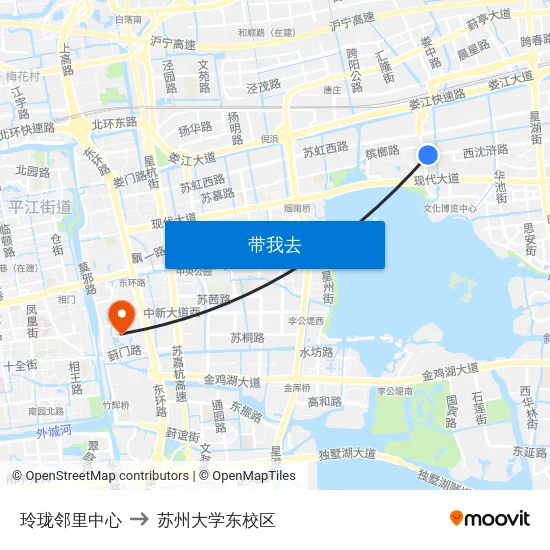 玲珑邻里中心 to 苏州大学东校区 map