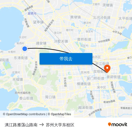 漓江路雁荡山路南 to 苏州大学东校区 map