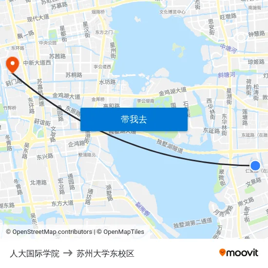 人大国际学院 to 苏州大学东校区 map