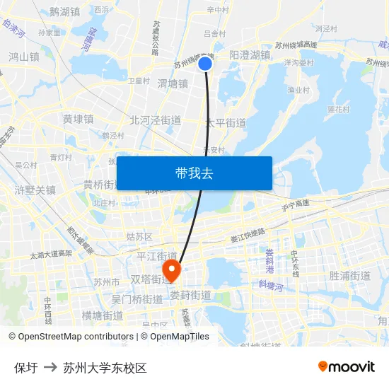 保圩 to 苏州大学东校区 map