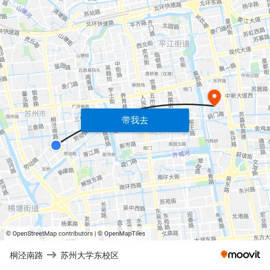 桐泾南路 to 苏州大学东校区 map