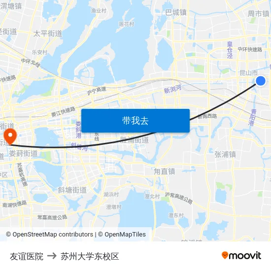 友谊医院 to 苏州大学东校区 map