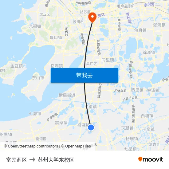 富民商区 to 苏州大学东校区 map