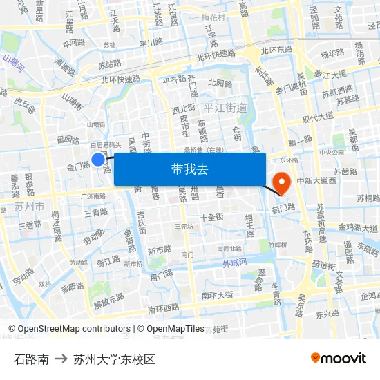 石路南 to 苏州大学东校区 map