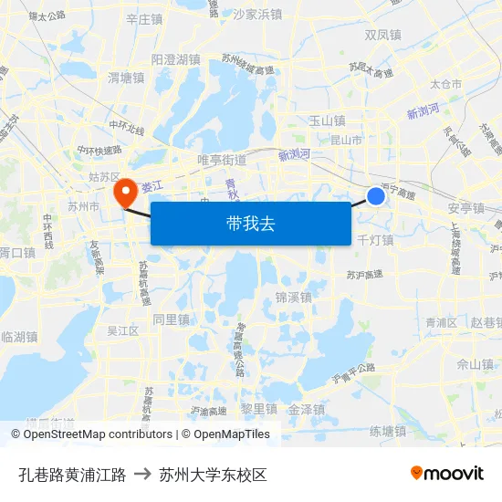 孔巷路黄浦江路 to 苏州大学东校区 map