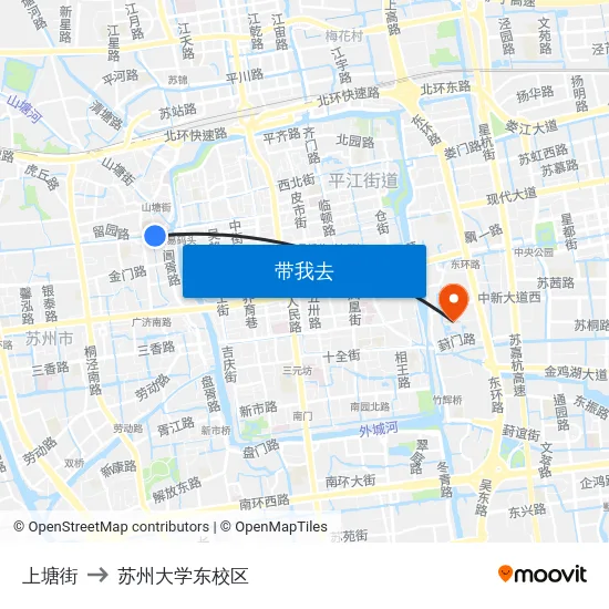 上塘街 to 苏州大学东校区 map