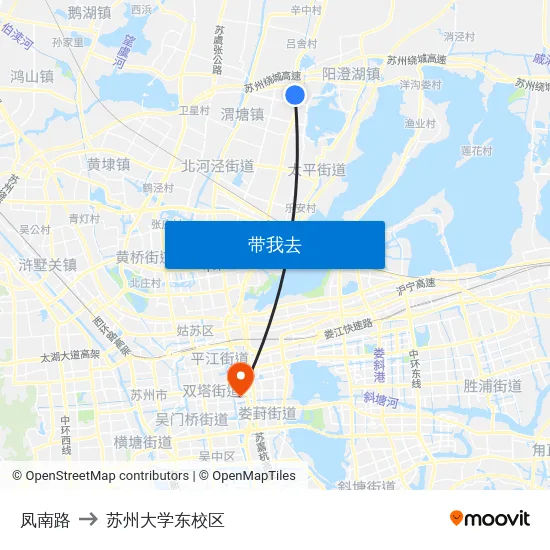 凤南路 to 苏州大学东校区 map