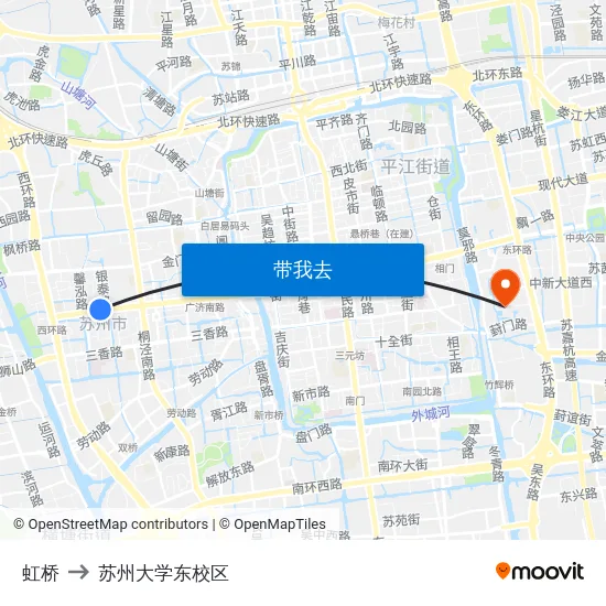 虹桥 to 苏州大学东校区 map