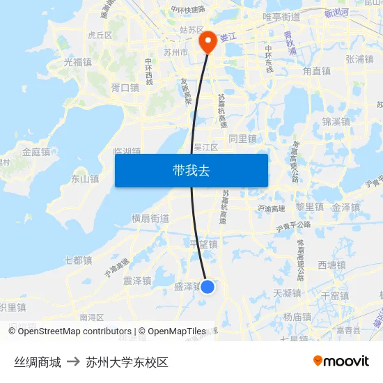 丝绸商城 to 苏州大学东校区 map