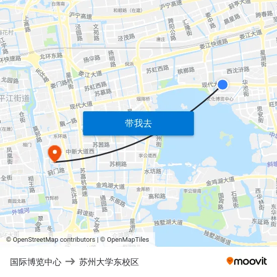 国际博览中心 to 苏州大学东校区 map