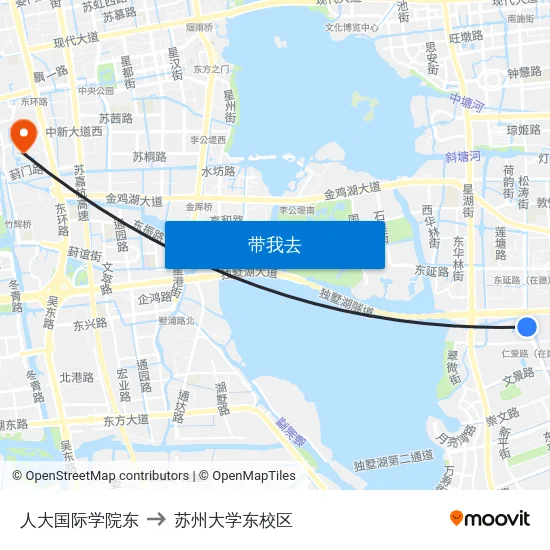 人大国际学院东 to 苏州大学东校区 map