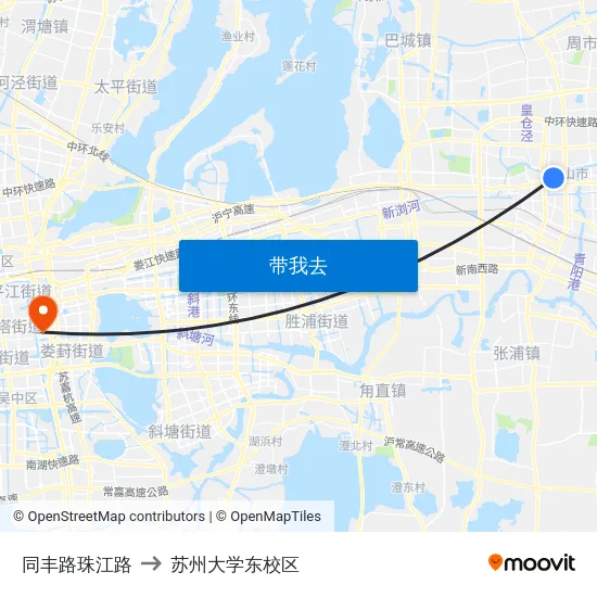 同丰路珠江路 to 苏州大学东校区 map