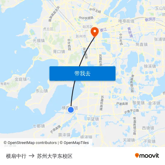 横扇中行 to 苏州大学东校区 map