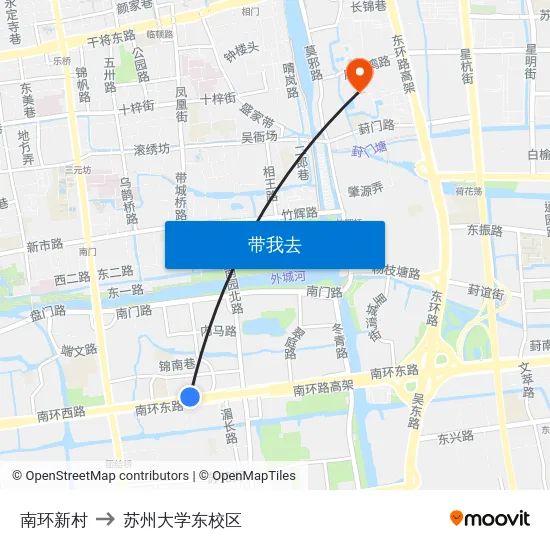 南环新村 to 苏州大学东校区 map