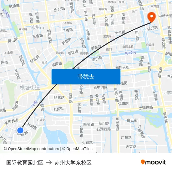 国际教育园北区 to 苏州大学东校区 map