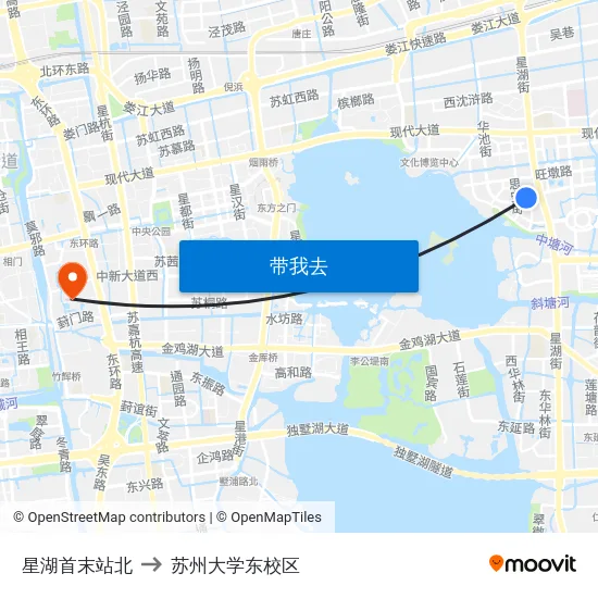 星湖首末站北 to 苏州大学东校区 map