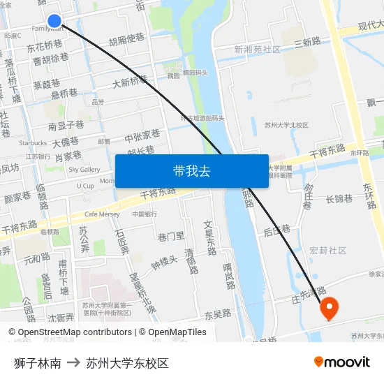 狮子林南 to 苏州大学东校区 map