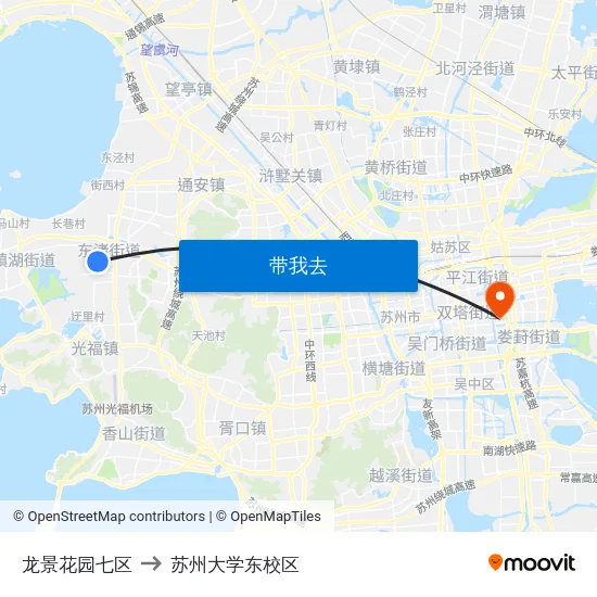 龙景花园七区 to 苏州大学东校区 map