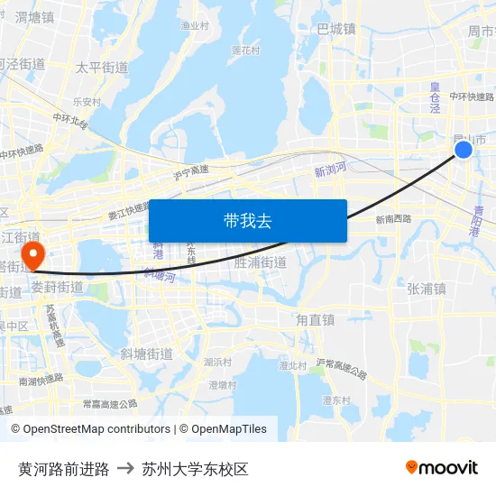 黄河路前进路 to 苏州大学东校区 map