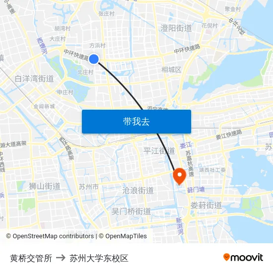 黄桥交管所 to 苏州大学东校区 map